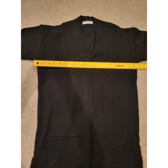 New wo Tag Madisonne Long LineOpen Cardigan Sweater Women's Large Black Pockets - Picture 3 of 9